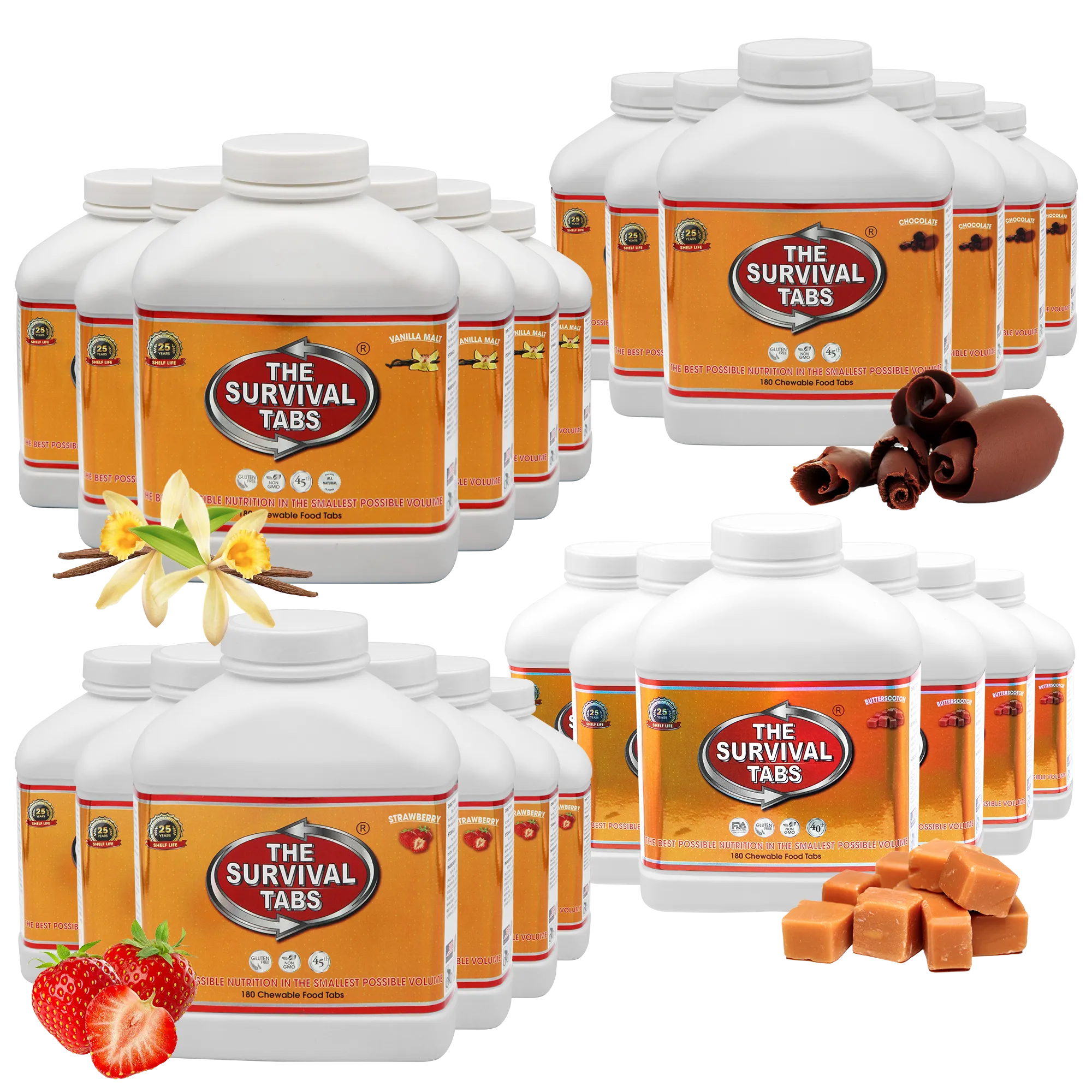 12-month survival storage food mix flavor 25year shelf life none GMO gluten-free