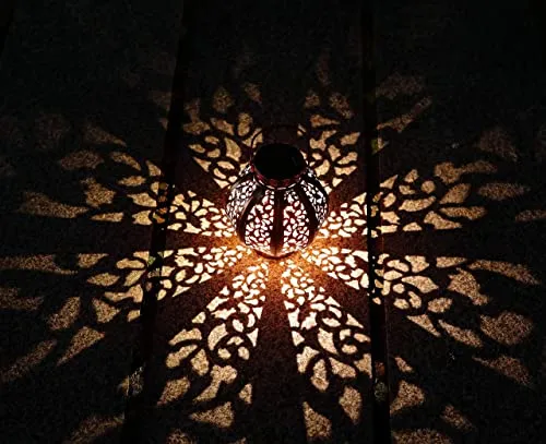 2 Pack Hanging Solar Lights,Outdoor Ramadan Solar Lanterns Decorations,Waterproof Hanging Solar Light 6 Lumens,Brown
