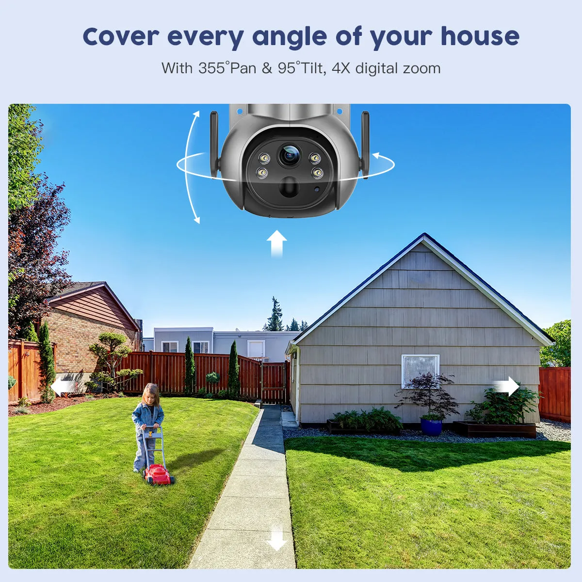2.5K 4MP Wireless Outdoor WiFi Surveillance Camera with 5000 mAh Battery and Solar Panel