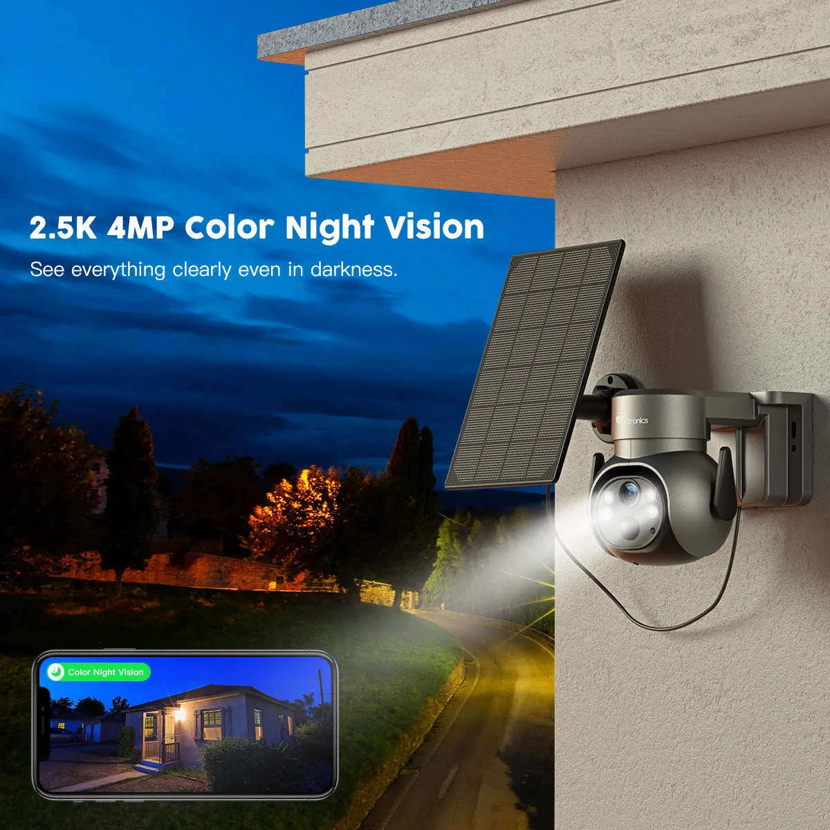 2.5K 4MP Wireless Outdoor WiFi Surveillance Camera with 5000 mAh Battery and Solar Panel