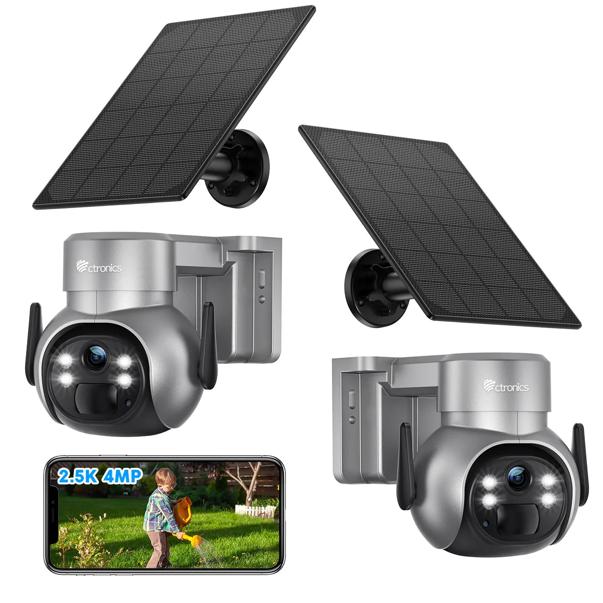 2.5K 4MP Wireless Outdoor WiFi Surveillance Camera with 5000 mAh Battery and Solar Panel