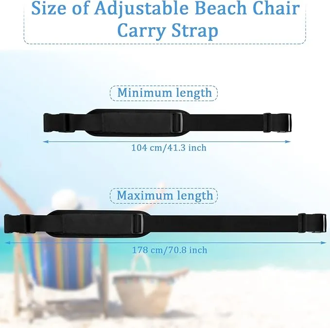 3 Pack Carry Strap for Beach Chair Folding Chair Adjustable Beach Chair Carry Strap Replacement Universal Folding Chair Carry Strap for Beaches Camping Picnics (Black, Gray and White, Gray and Blue)