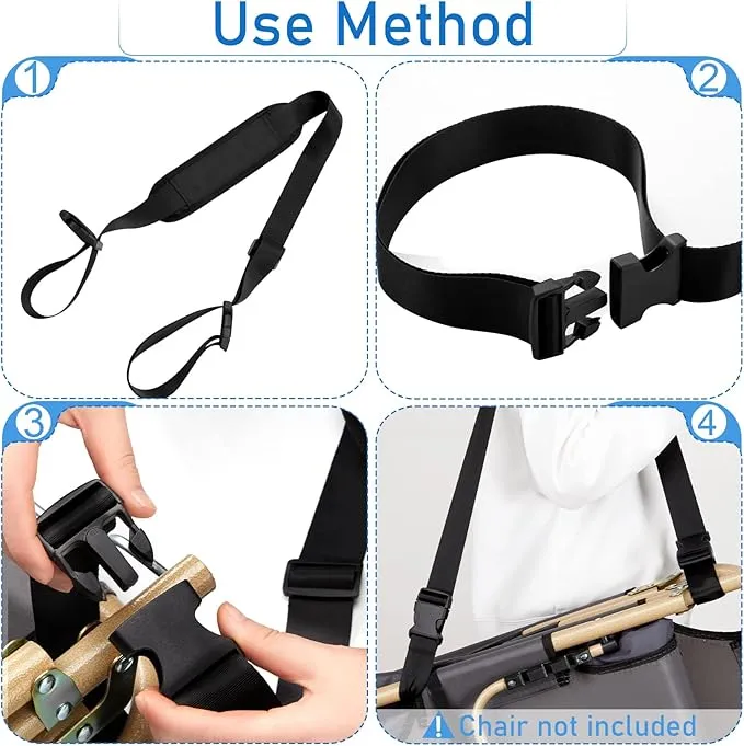 3 Pack Carry Strap for Beach Chair Folding Chair Adjustable Beach Chair Carry Strap Replacement Universal Folding Chair Carry Strap for Beaches Camping Picnics (Black, Gray and White, Gray and Blue)
