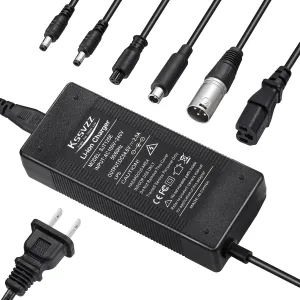 54.6V 2A Fast Battery Charger with 6 Plugs - Universal Replacement Charger for 48V Lithium Battery, Compatible with Jetson, Gotrax, Razor, Ninebot, Segway, Swagtron, Hiboy
