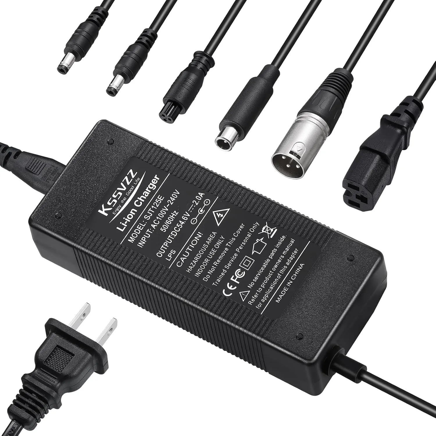54.6V 2A Fast Battery Charger with 6 Plugs - Universal Replacement Charger for 48V Lithium Battery, Compatible with Jetson, Gotrax, Razor, Ninebot, Segway, Swagtron, Hiboy