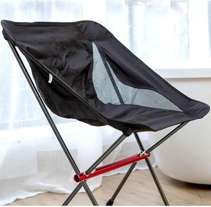 All Aluminum Frame Folding Camping Chair, Compact and Portable with Carry Bag for Outdoor Hiking Fishing Backpacking (Black)