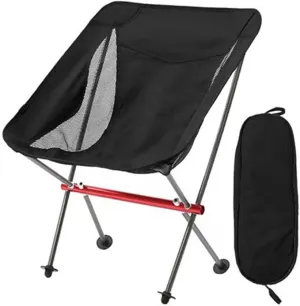 All Aluminum Frame Folding Camping Chair, Compact and Portable with Carry Bag for Outdoor Hiking Fishing Backpacking (Black)
