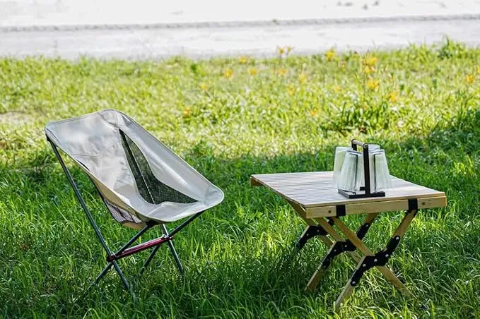 All Aluminum Frame Folding Camping Chair, Compact and Portable with Carry Bag for Outdoor Hiking Fishing Backpacking (Black)