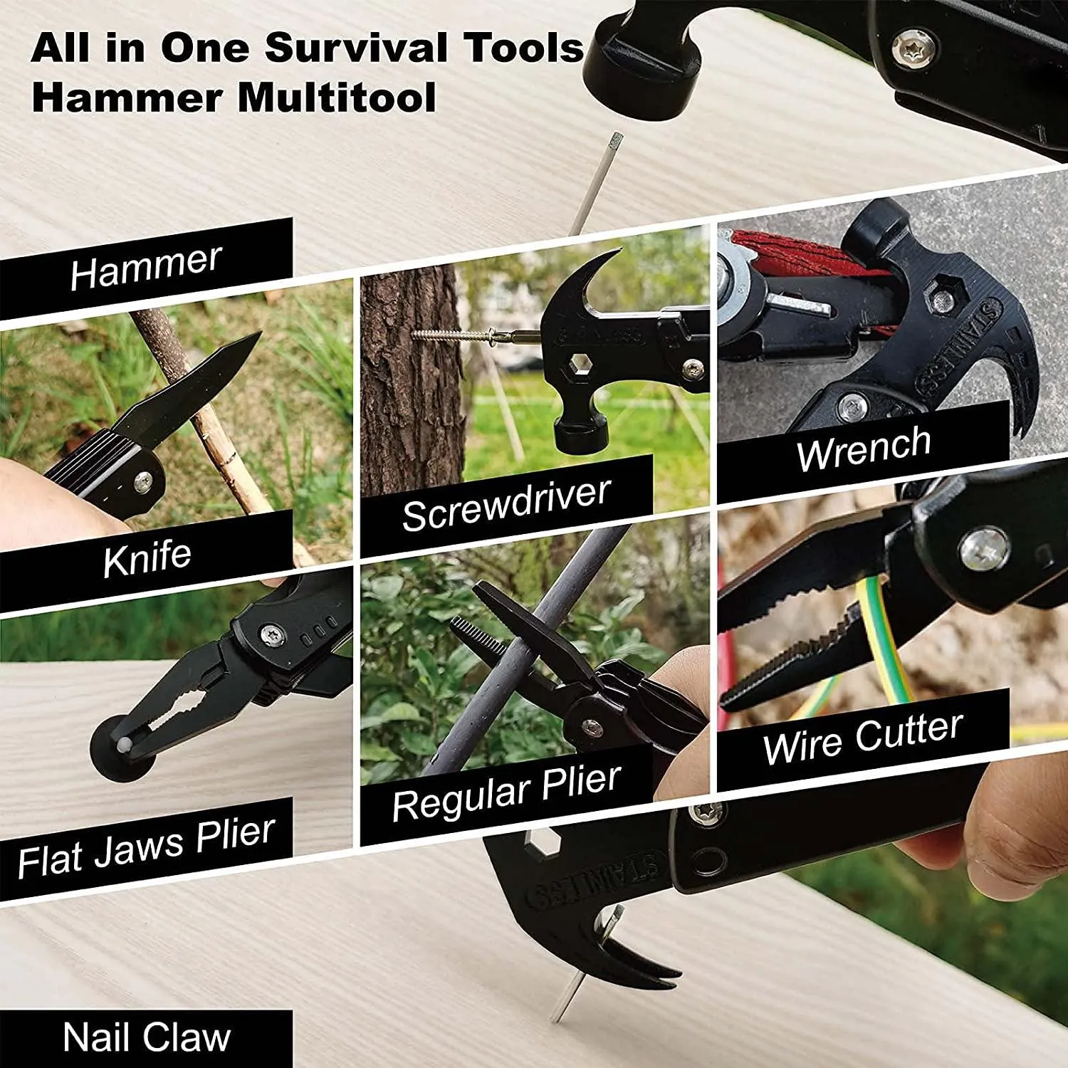 All in One Survival Tools Hammer Multitool,Gift Ideas for Men Father Him