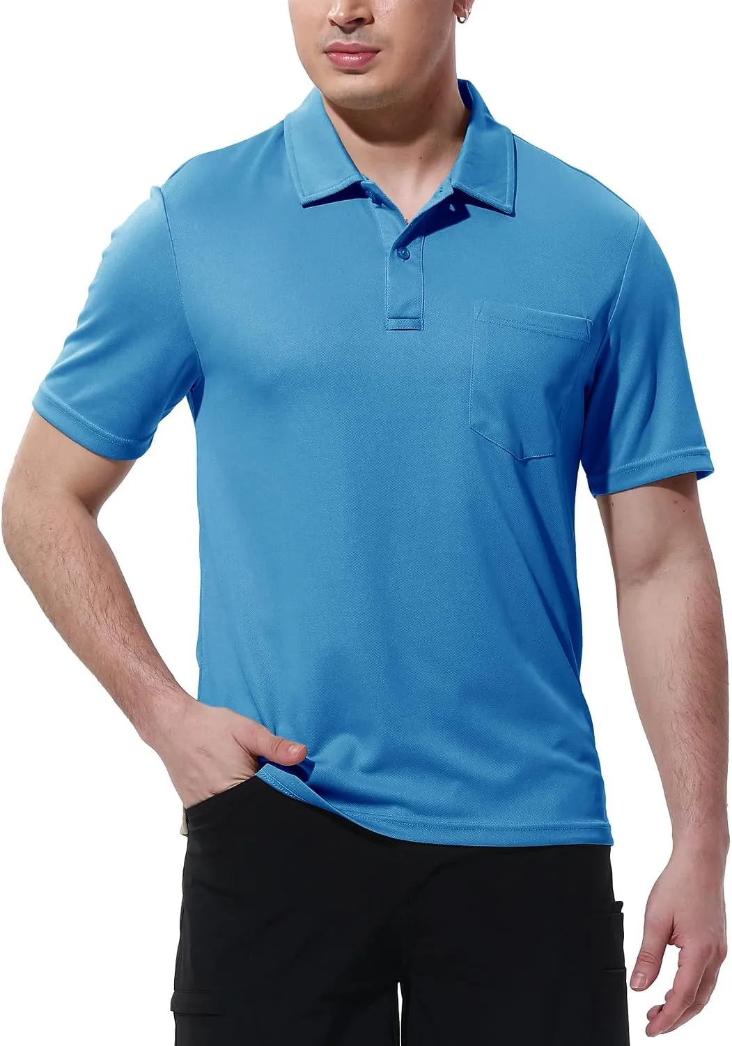 BGOWATU Men's Polo Shirts Short Sleeve Collared Golf Shirts Quick Dry Tennis Shirt Outdoor Sports Causal Shirts