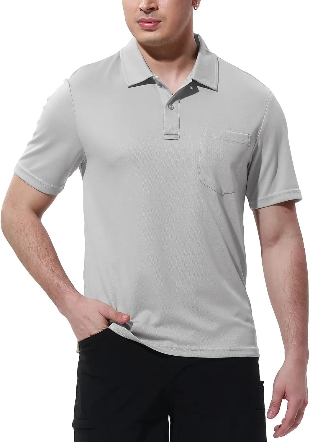 BGOWATU Men's Polo Shirts Short Sleeve Collared Golf Shirts Quick Dry Tennis Shirt Outdoor Sports Causal Shirts