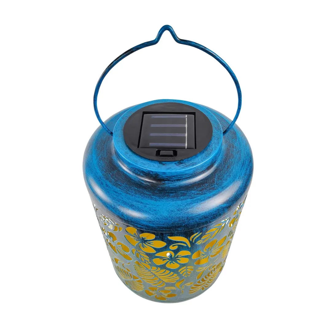 Bliss 12" Tall Decorative Solar LED Lantern Lights - Tropical Flower