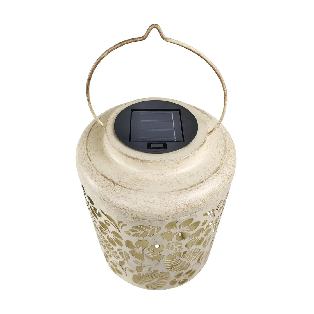 Bliss 12" Tall Decorative Solar LED Lantern Lights - Tropical Flower