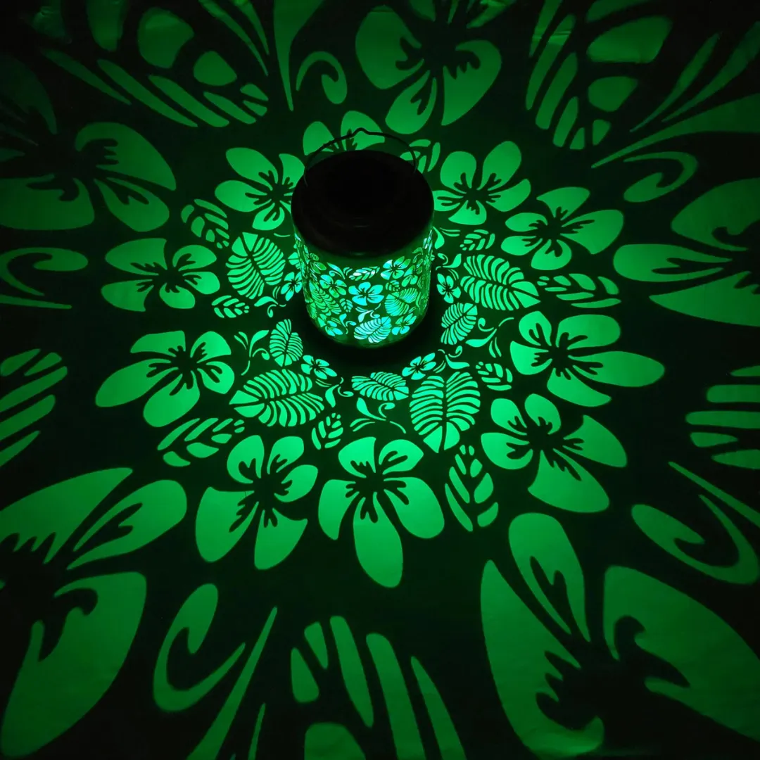 Bliss 12" Tall Decorative Solar LED Lantern Lights - Tropical Flower