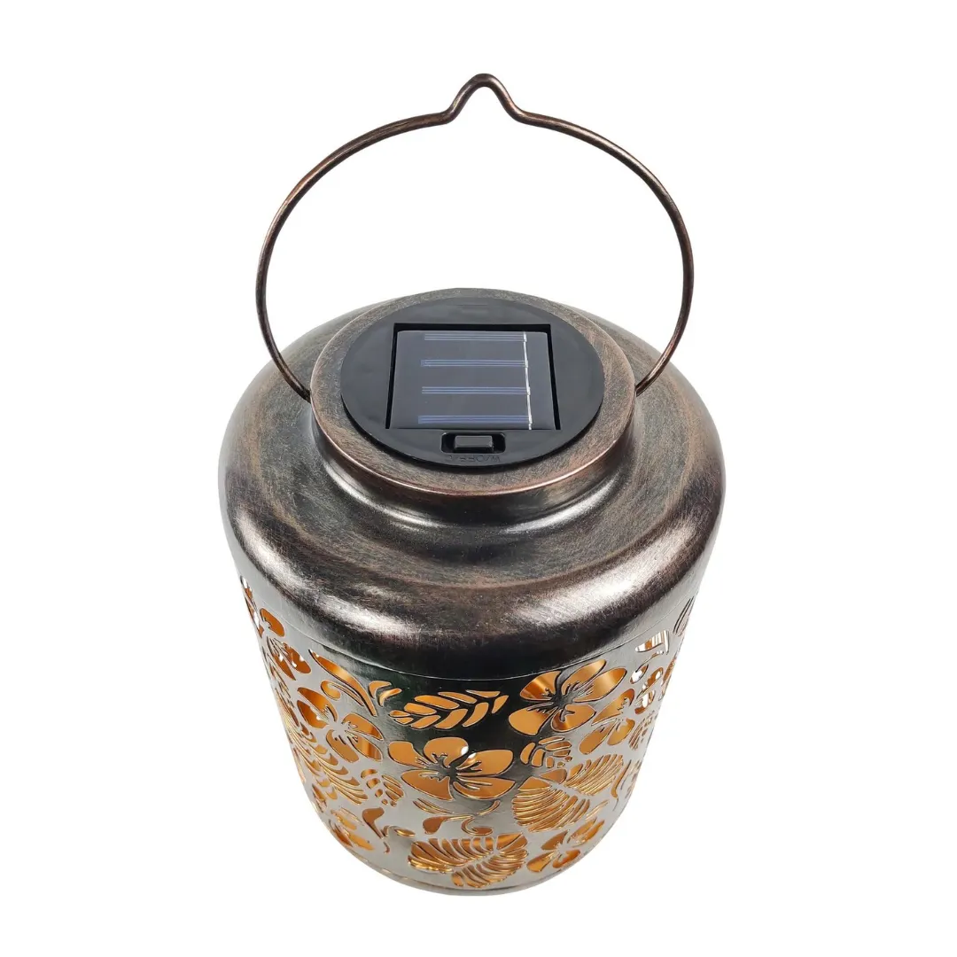 Bliss 12" Tall Decorative Solar LED Lantern Lights - Tropical Flower