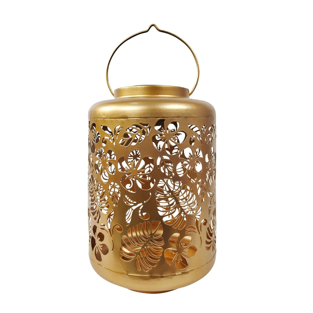 Bliss 12" Tall Decorative Solar LED Lantern Lights - Tropical Flower