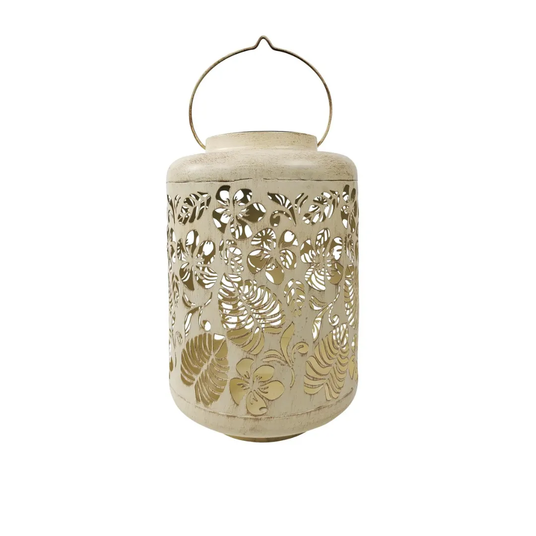 Bliss 12" Tall Decorative Solar LED Lantern Lights - Tropical Flower