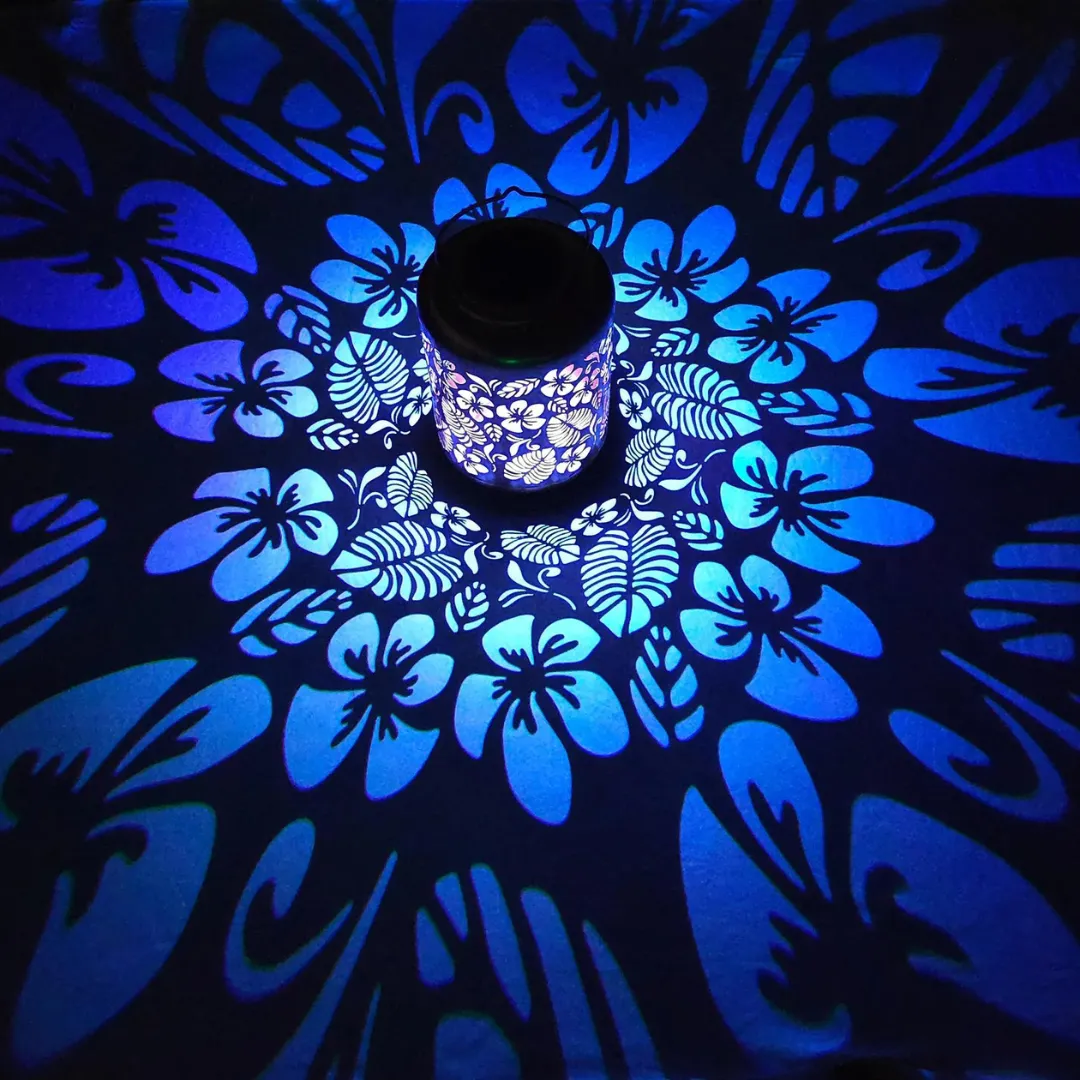 Bliss 12" Tall Decorative Solar LED Lantern Lights - Tropical Flower
