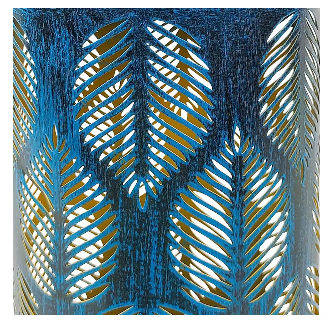 Bliss 9" Tall Decorative Solar LED Lantern Lights 2-Pack - Tropical Leaf