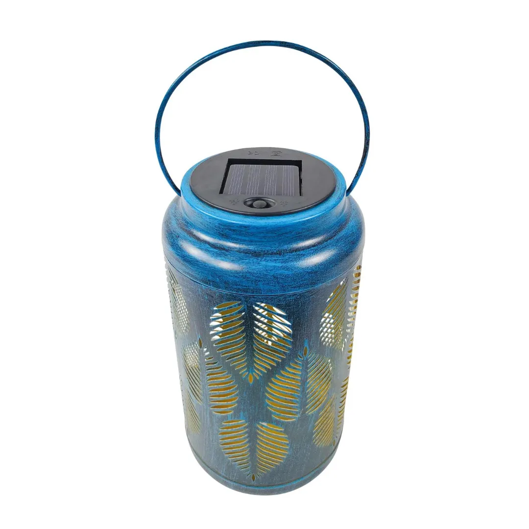 Bliss 9" Tall Decorative Solar LED Lantern Lights 2-Pack - Tropical Leaf