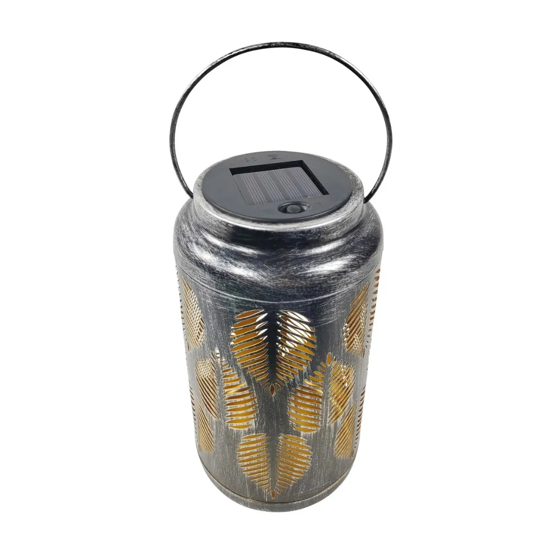 Bliss 9" Tall Decorative Solar LED Lantern Lights 2-Pack - Tropical Leaf
