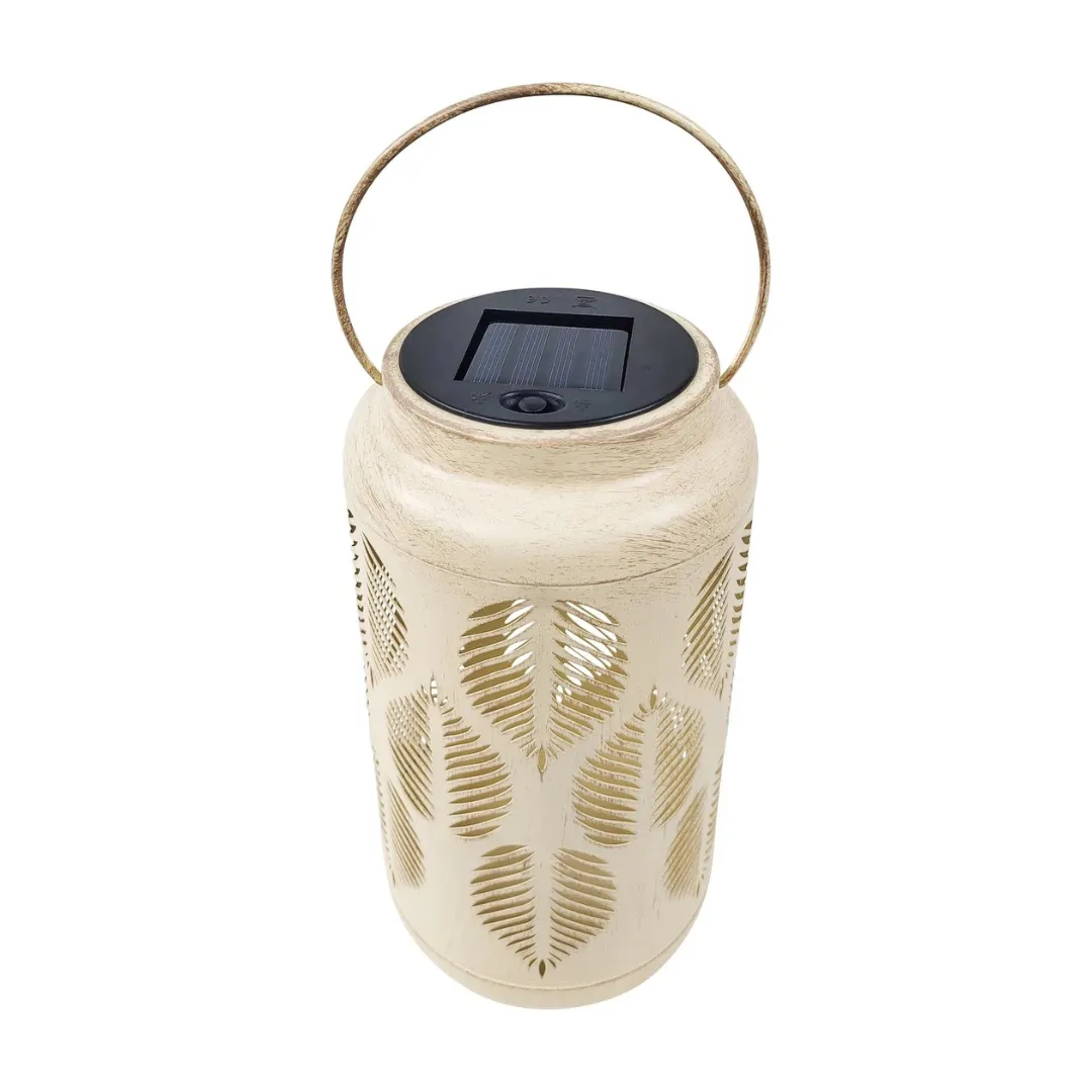Bliss 9" Tall Decorative Solar LED Lantern Lights 2-Pack - Tropical Leaf