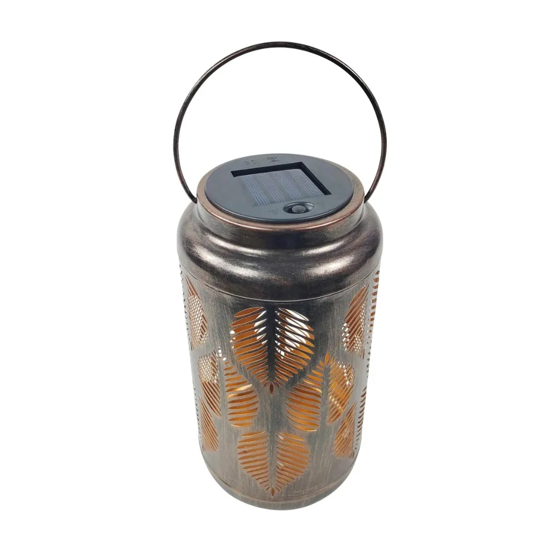 Bliss 9" Tall Decorative Solar LED Lantern Lights 2-Pack - Tropical Leaf