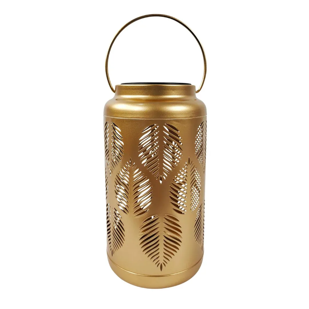 Bliss 9" Tall Decorative Solar LED Lantern Lights 2-Pack - Tropical Leaf