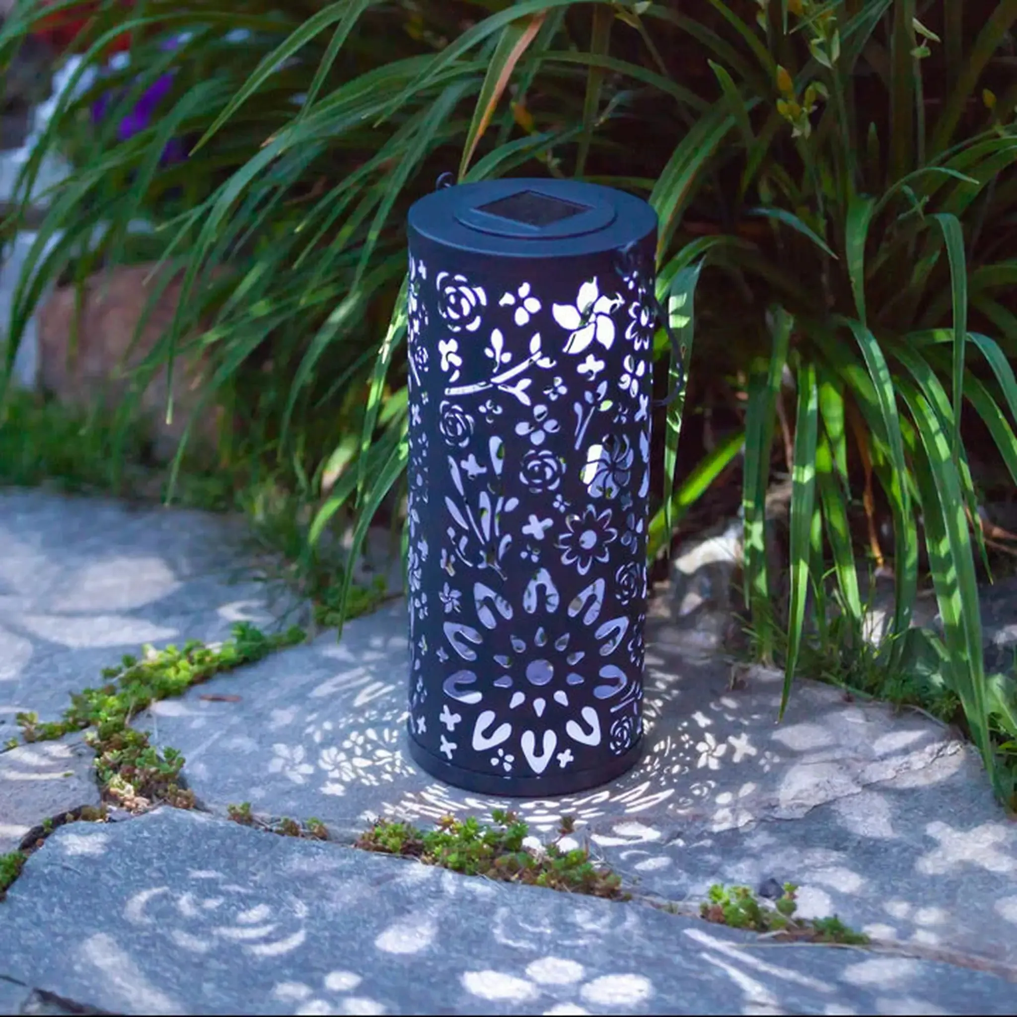 Bloom Punched Metal Solar Lantern