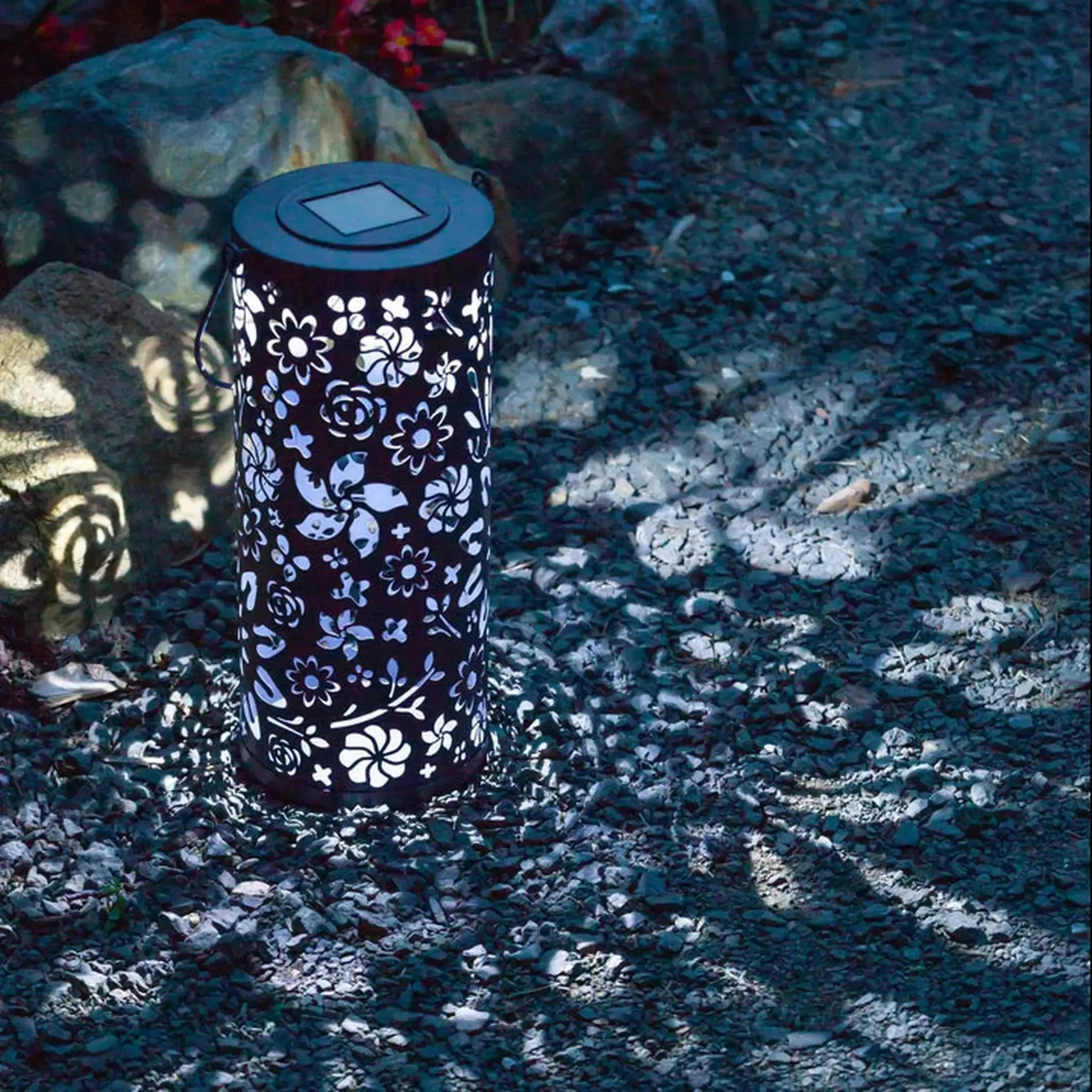 Bloom Punched Metal Solar Lantern