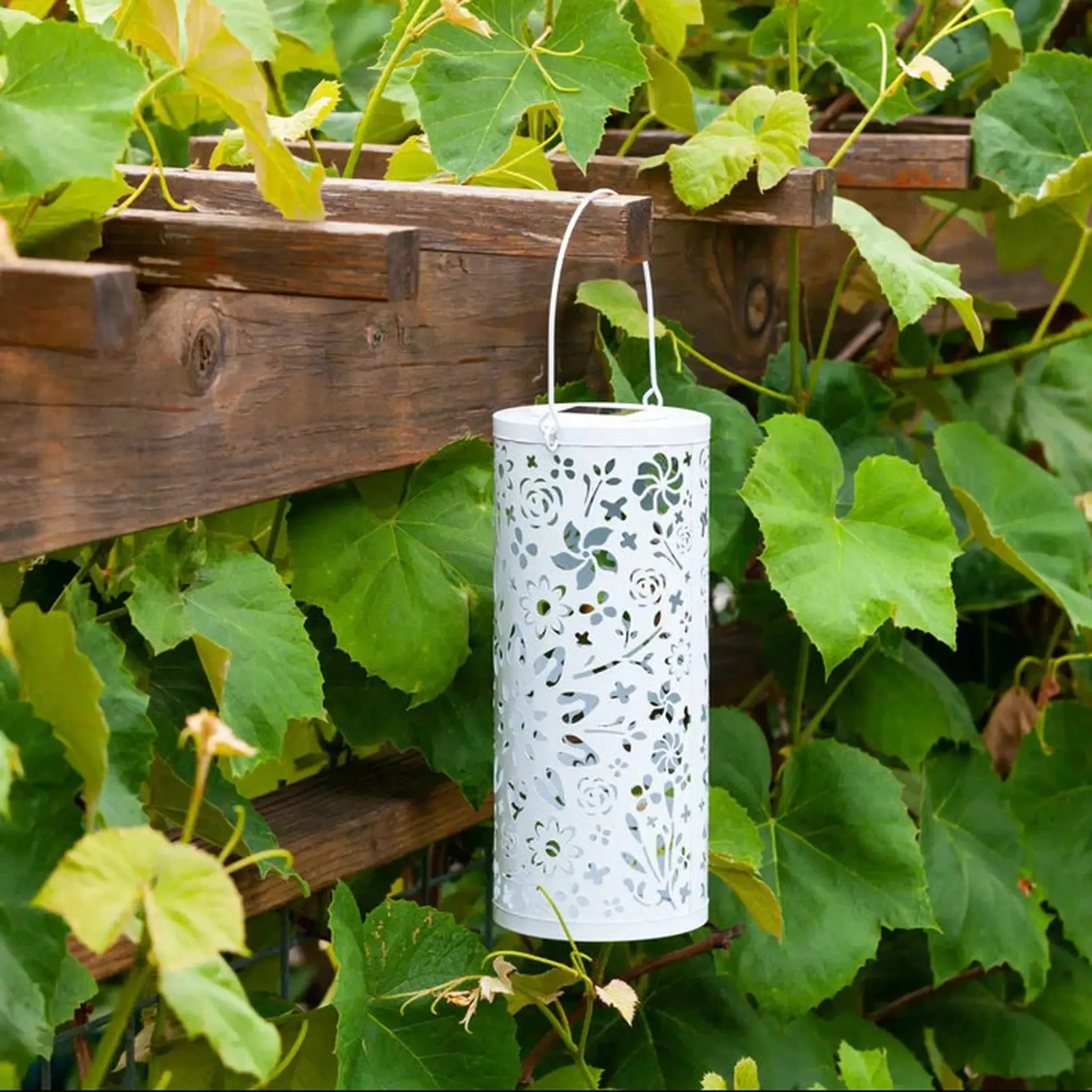 Bloom Punched Metal Solar Lantern