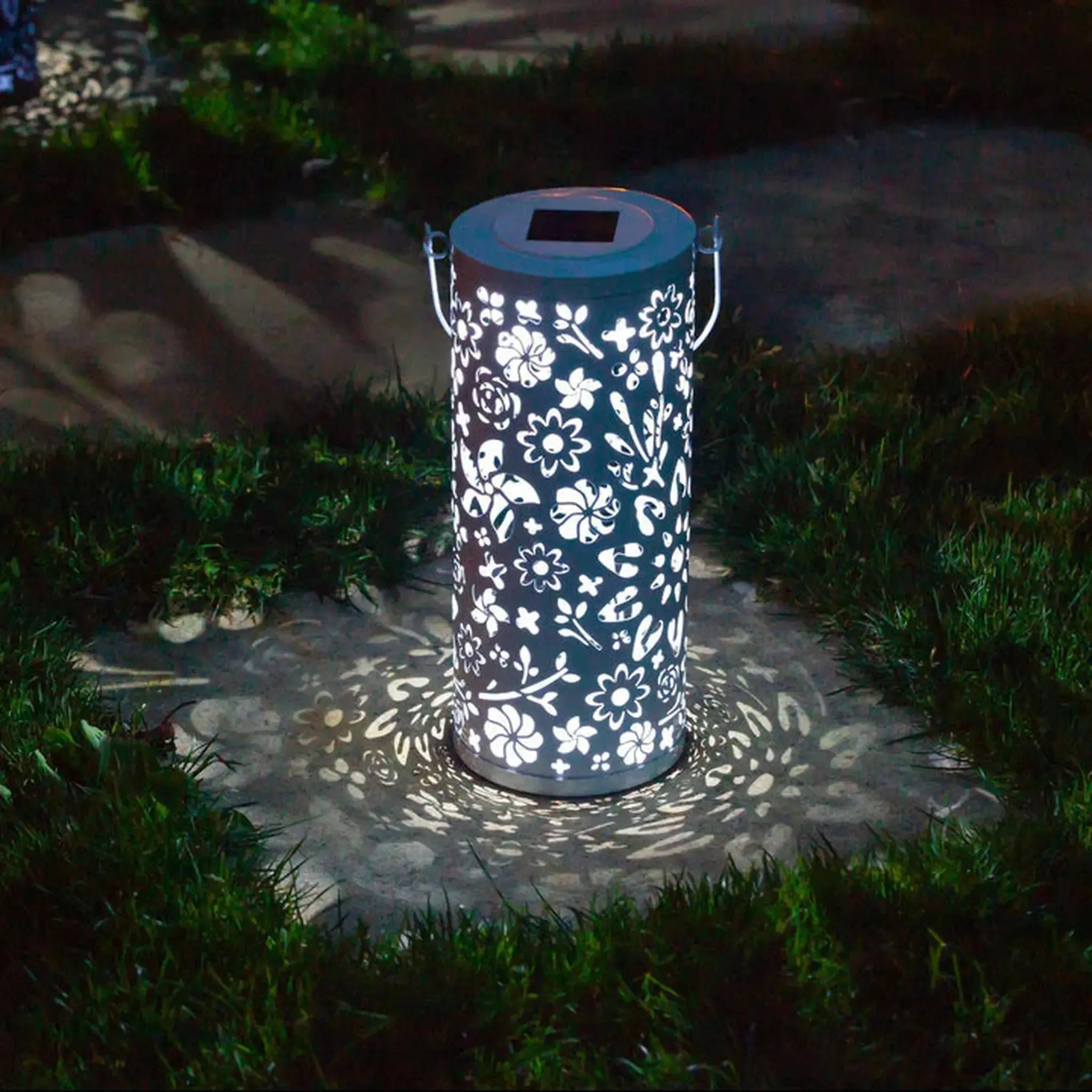 Bloom Punched Metal Solar Lantern