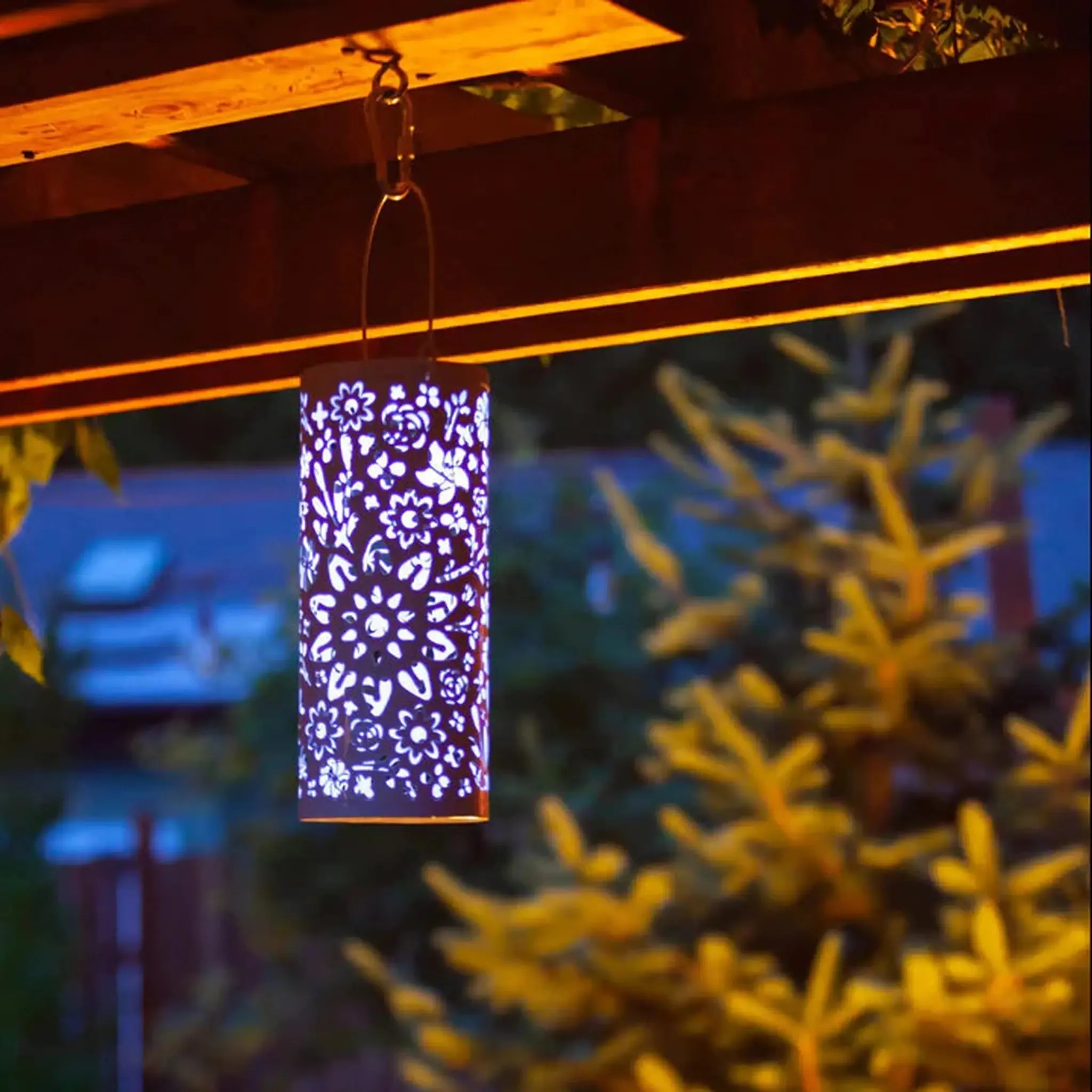 Bloom Punched Metal Solar Lantern