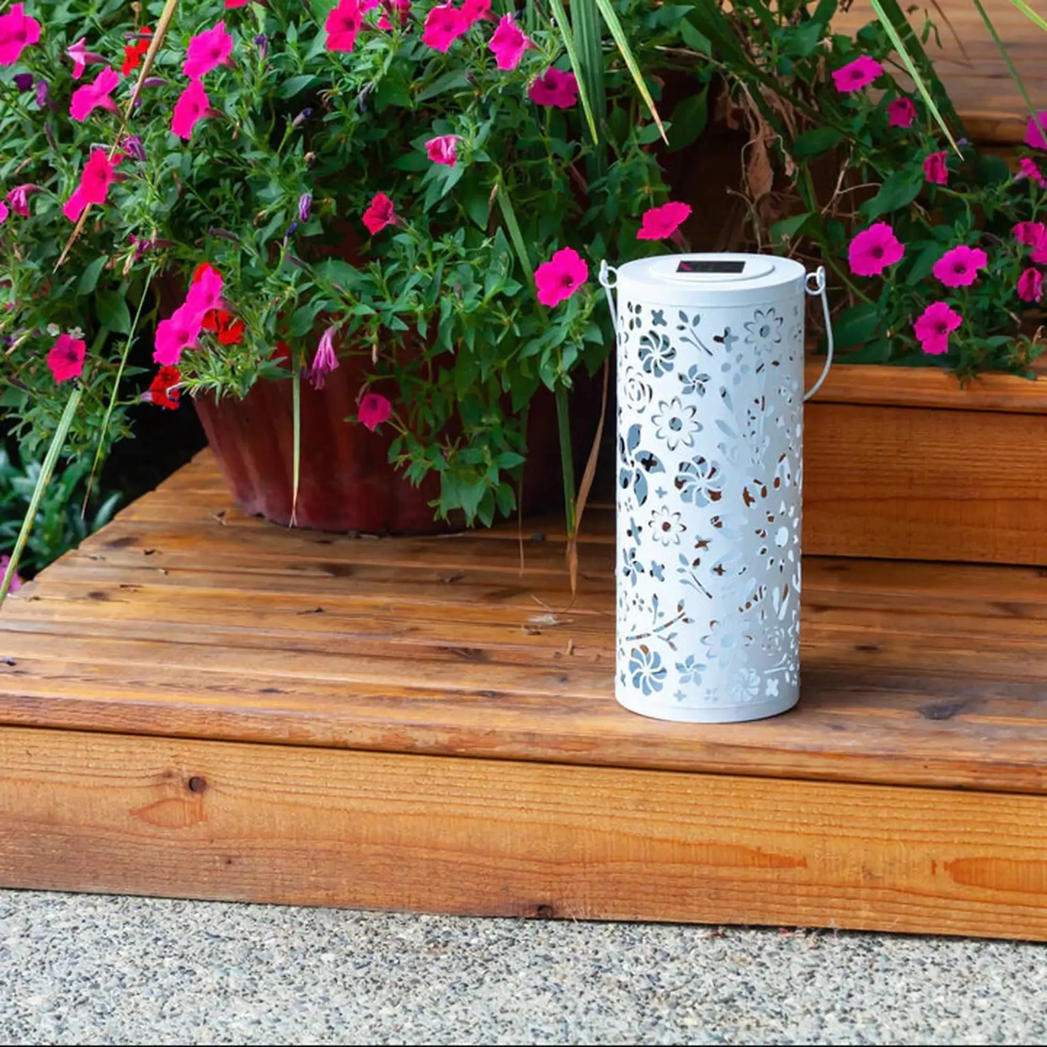 Bloom Punched Metal Solar Lantern