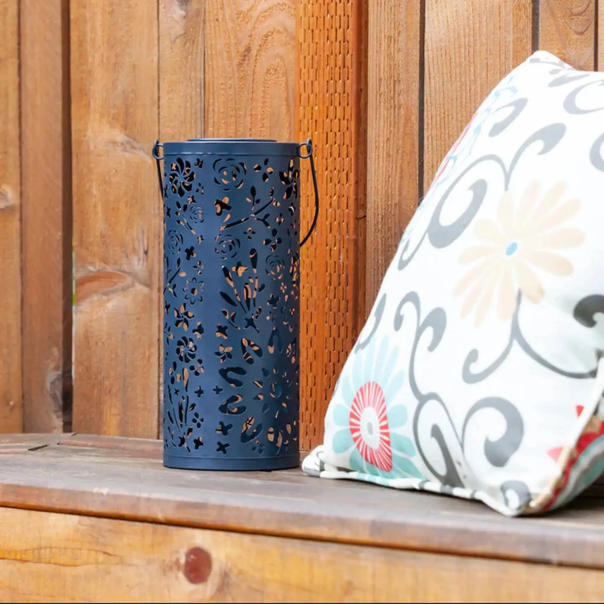 Bloom Punched Metal Solar Lantern