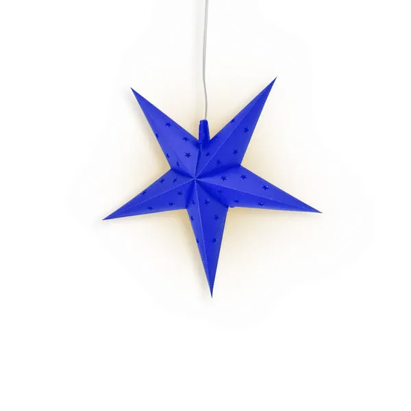 BLOWOUT LANTERN   CORD   BULB | 18" Dark Blue 5-Point Weatherproof Star Lantern Light Lamp, Hanging Decoration
