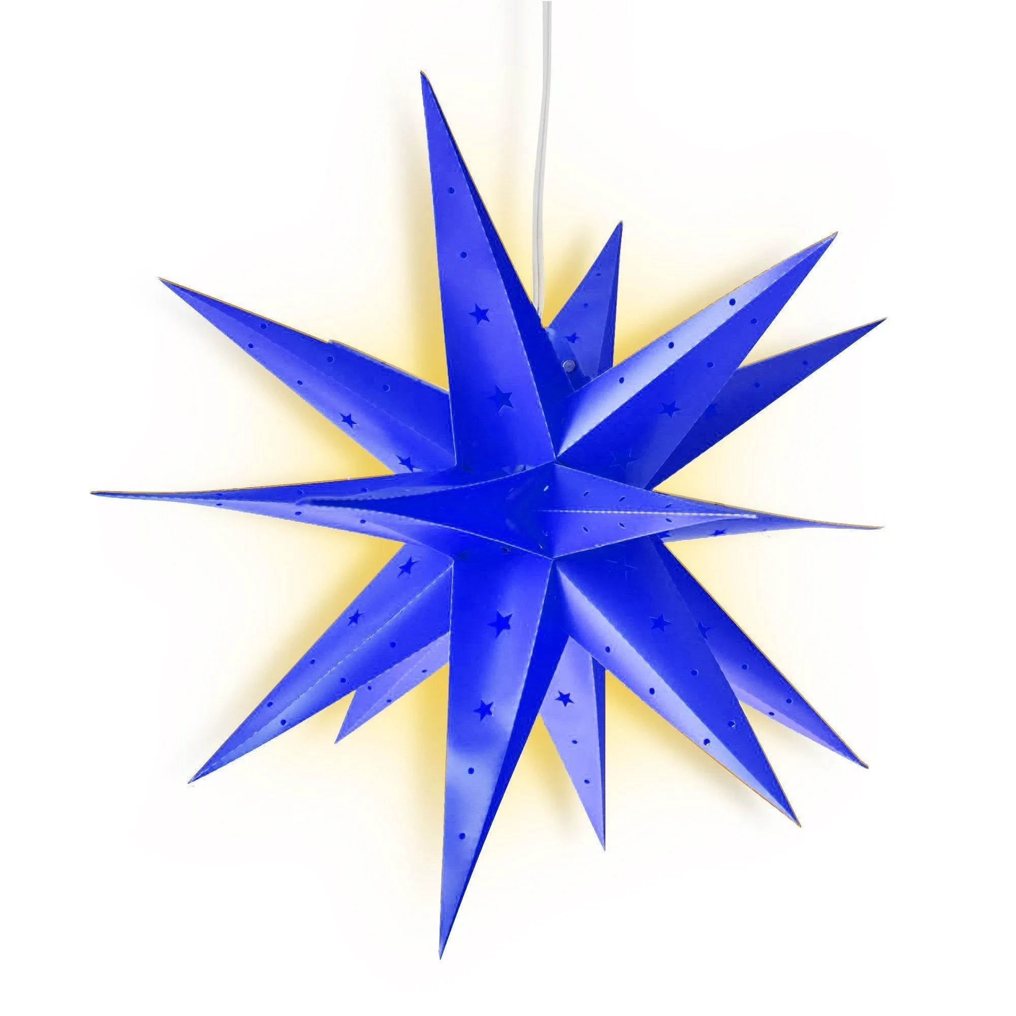 BLOWOUT LANTERN   CORD   BULB | 18" Dark Blue Moravian Weatherproof Star Lantern Light Lamp, Hanging Decoration