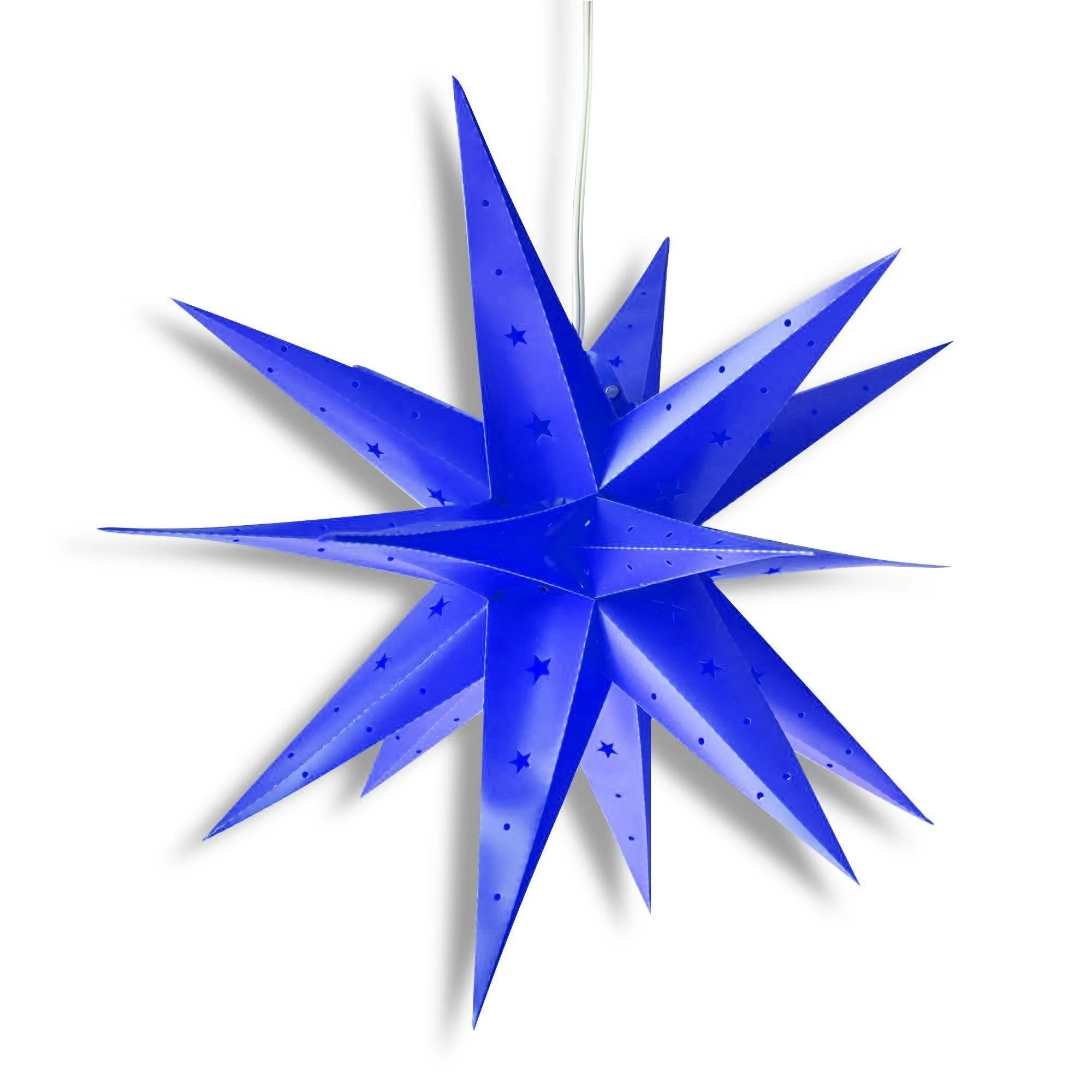 BLOWOUT LANTERN   CORD   BULB | 18" Dark Blue Moravian Weatherproof Star Lantern Light Lamp, Hanging Decoration