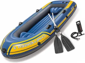 Blue Inflatable Boat Set - 1,2,3 Person Fishing Boat, (with Paddles, Pump), Lake, Pool Rafts(Color:295 * 137 * 43cm)