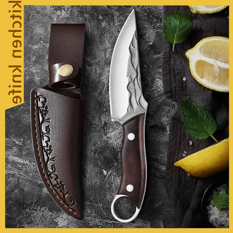 Boning Knife Outdoor Hunting Camping Handmade Forged Kitchen Knife Military Knife