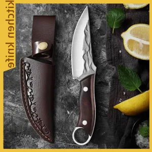 Boning Knife Outdoor Hunting Camping Handmade Forged Kitchen Knife Military Knife