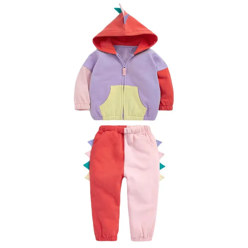 Cartoon Design Hoodies and Soft Pants Warm Outfits for Kids