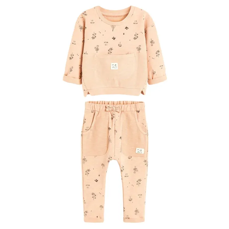 Cartoon Design Hoodies and Soft Pants Warm Outfits for Kids