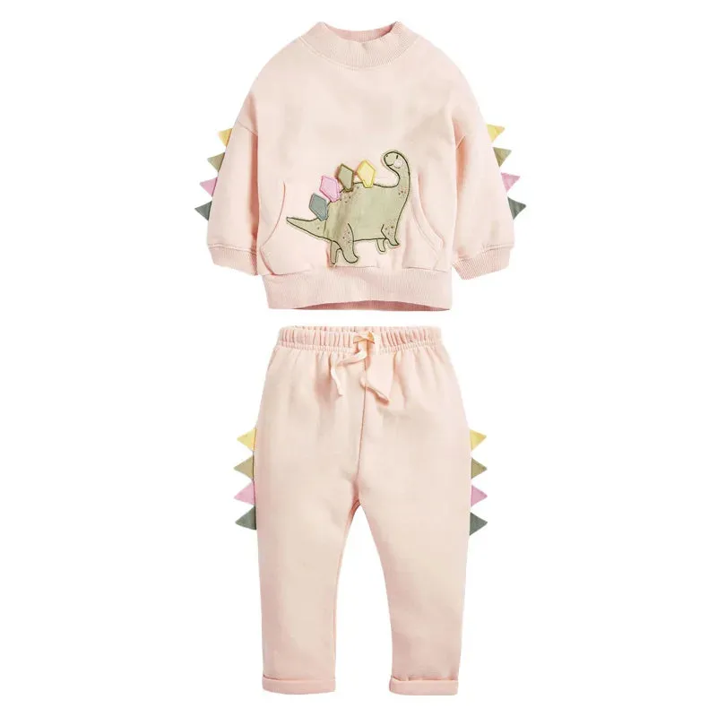 Cartoon Design Hoodies and Soft Pants Warm Outfits for Kids