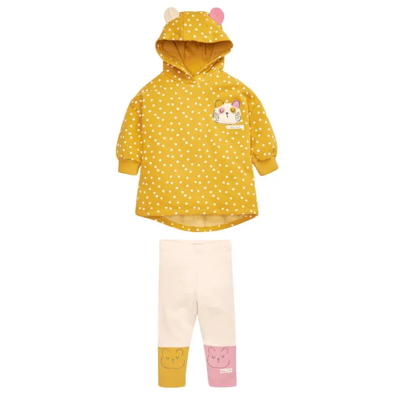 Cartoon Design Hoodies and Soft Pants Warm Outfits for Kids