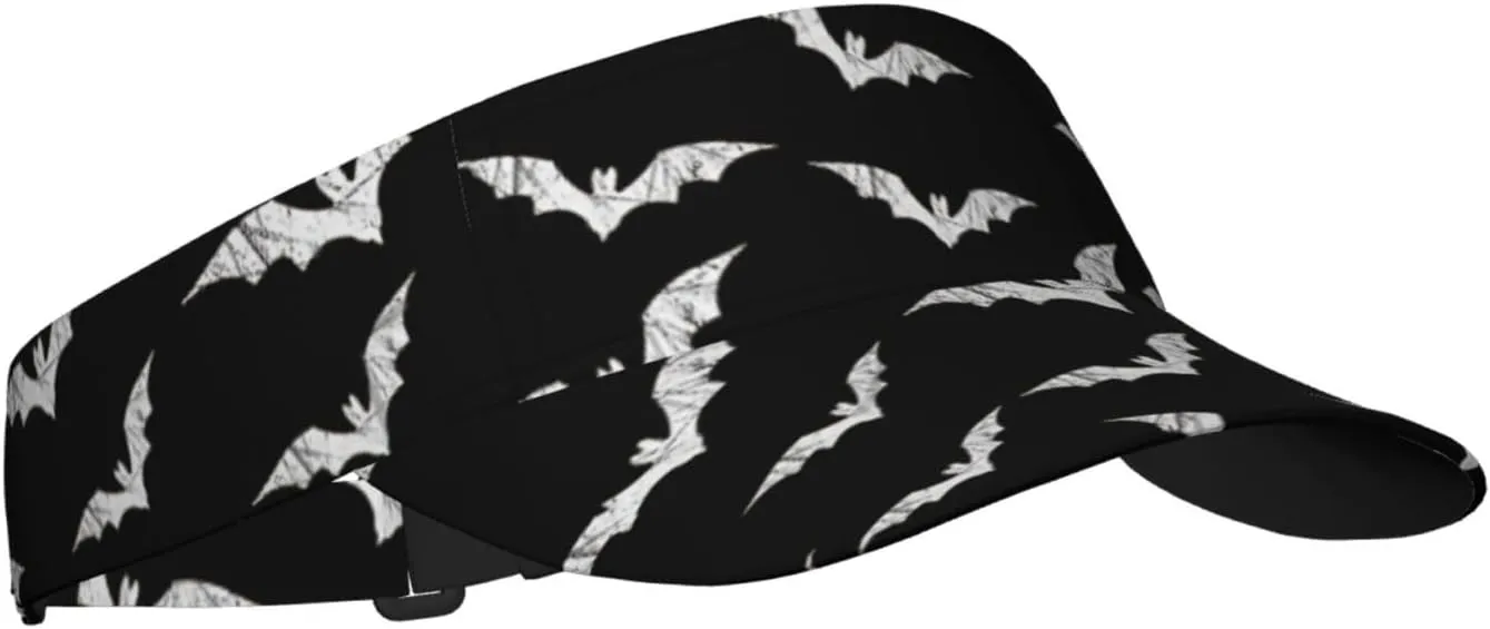 Cute Halloween Bat Pumpkin Hats Women Men Wide Brim Adjustable Fit Visor