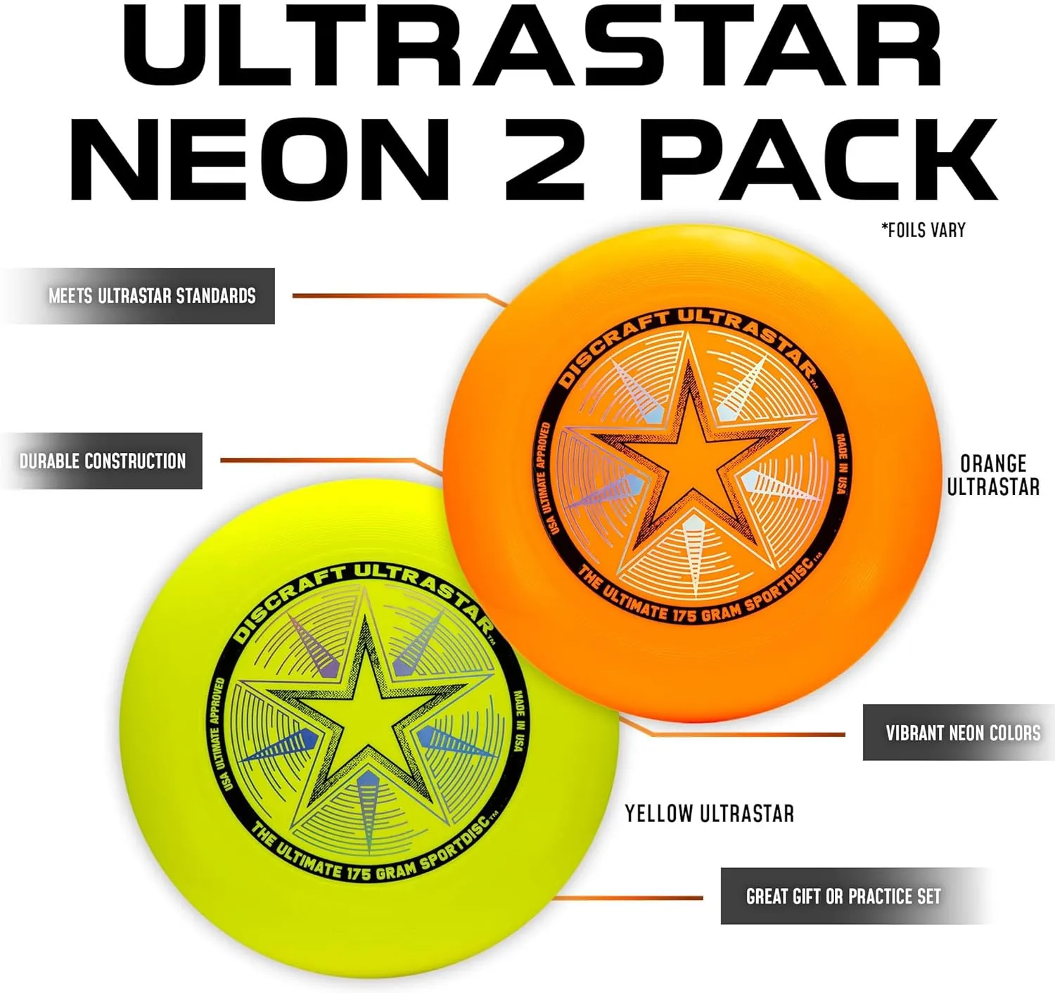 Discraft Ultrastar Ultimate Discs 1 & 2 Packs, Standard Size, for Competitive & Casual Play
