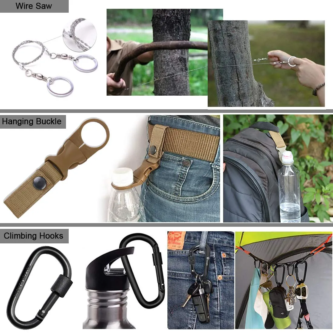 EILIKS Survival Gear Kit, Emergency EDC Survival Tools 24 in 1 SOS Earthquake Aid Equipment, Cool Top Gadgets Valentines Birthday Gifts for Men Dad Him Husband Boyfriend Teen Boy Camping Hiking