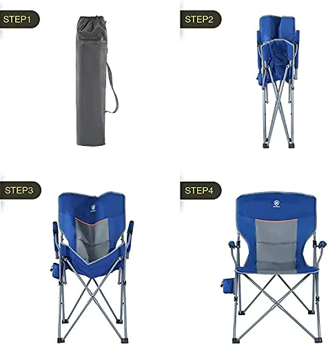 EVER ADVANCED Folding Camping Chair with Cup Holder Quad