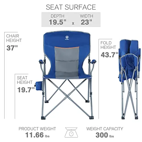 EVER ADVANCED Folding Camping Chair with Cup Holder Quad